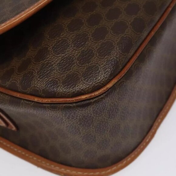 CELINE Macadam Canvas Shoulder Bag PVC Leather Brown Gold Auth BD1027 - Picture 5 of 16